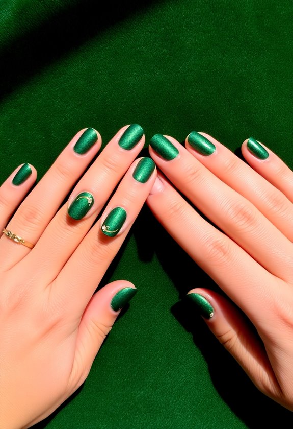 Green Velvet Texture Nails