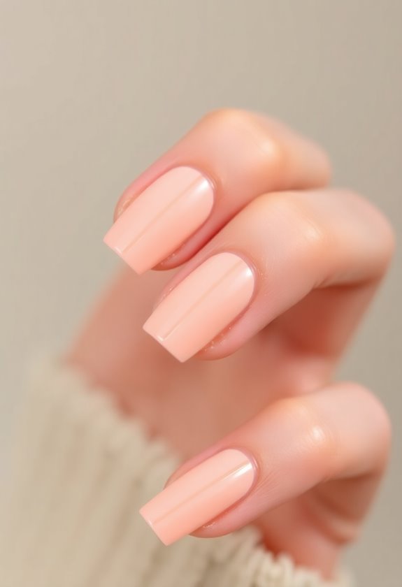 Negative Space Peach Nails